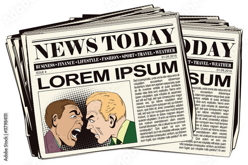 People in retro style. Two men swear.