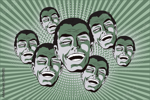 People in retro style. Laughing man.