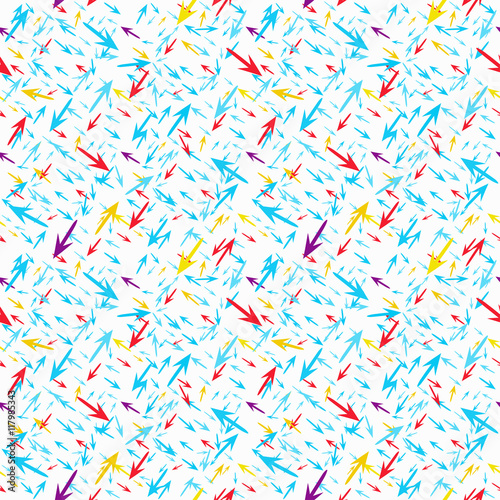 small colored arrows on a white background Seamless geometric pattern