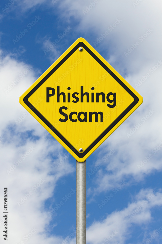 Yellow Warning Phishing Scam Highway Road Sign Yellow Warning Phishing Scam Highway Road Sign