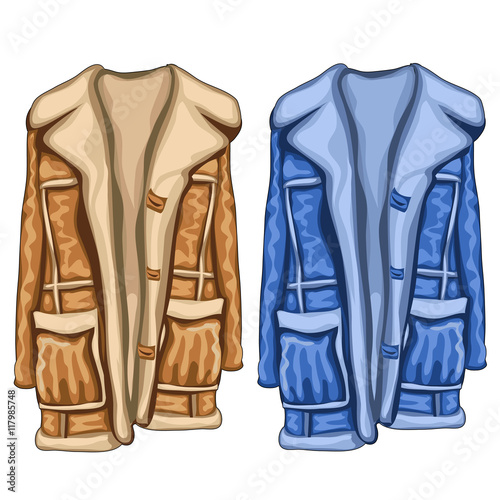 Dressing gowns in two colors, blue and brown