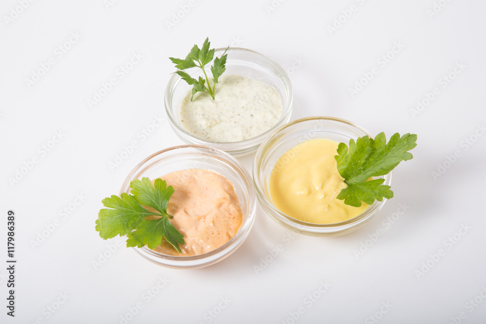 Three different sauces Three different sauces