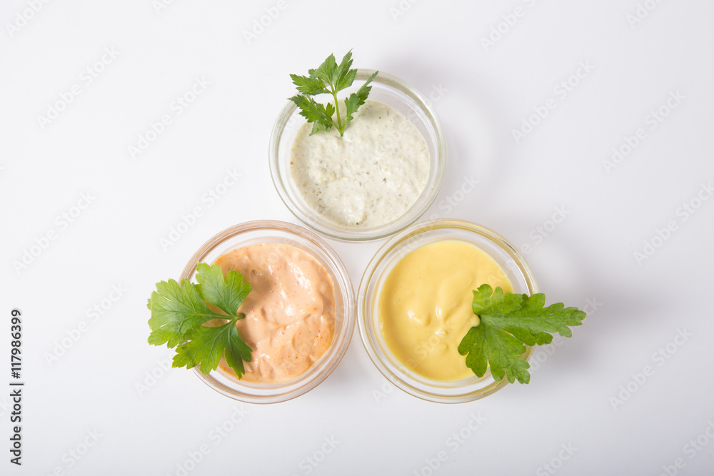 Three different sauces Three different sauces