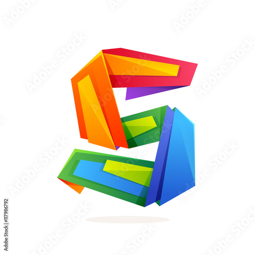 Letter S logo in low poly style.