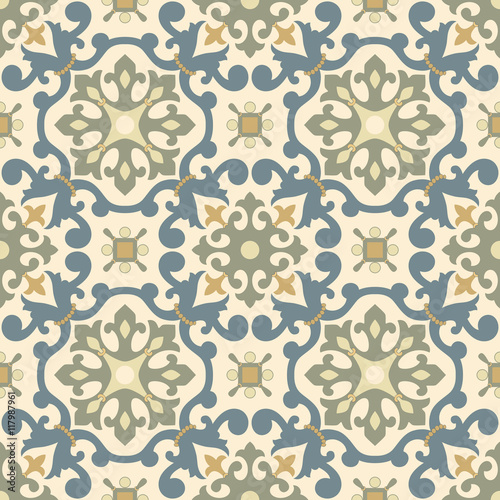 Floral pattern for your design. Traditional Arabic seamless ornament.  Iznik. Vector. Background.