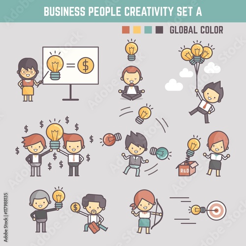 Fototapeta Naklejka Na Ścianę i Meble -  creativity business people concept vector illustration outline c
