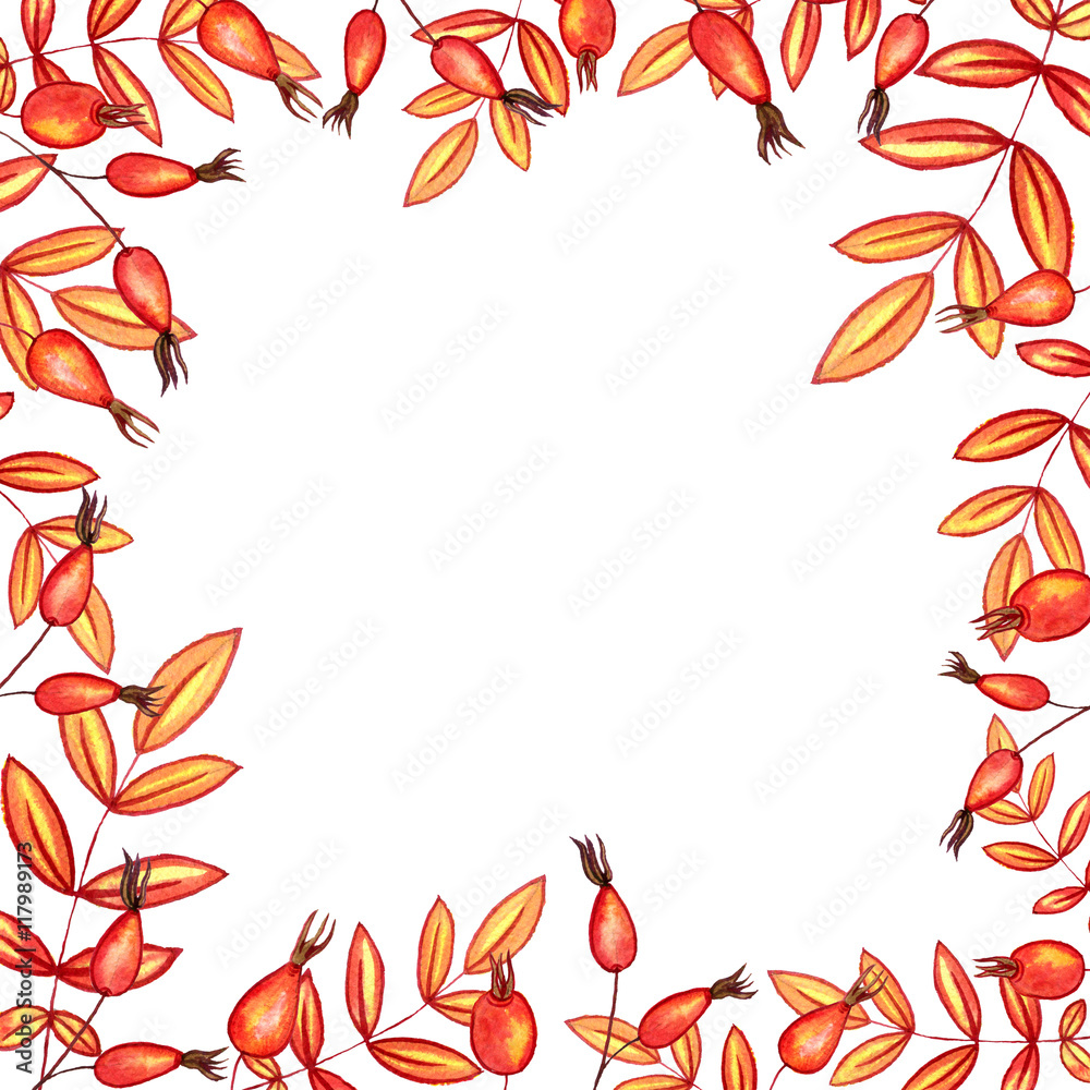 background with autumn leaves and berries background with autumn leaves and berries