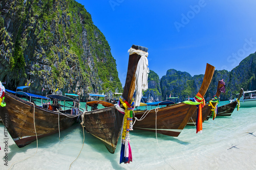 Longtale boat at the beach, Krabi Thailand.