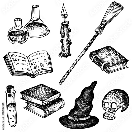 vector magic set of objects for witch