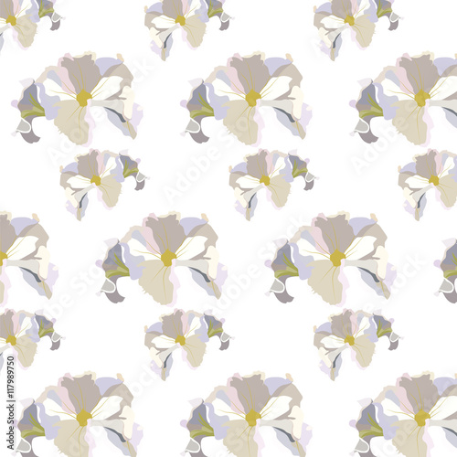 Vintage Delicate White geranium Flowers pattern background. Vector Retro style texture for weddings, Mother's day, International Women day  or Birthday