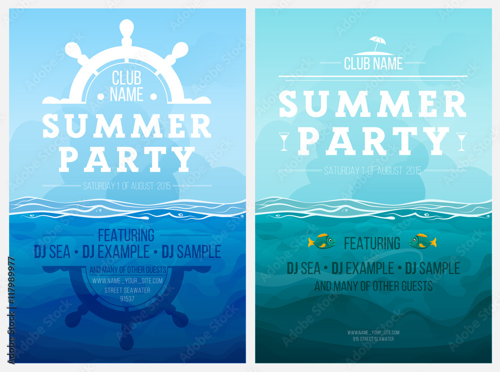 Summer party. Template poster. Vector illustration