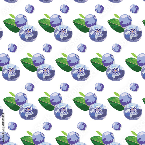 Blueberry or bilberry fruits isolated pattern Vector