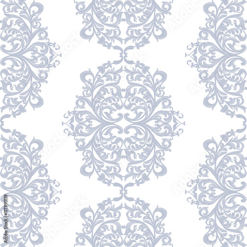 Vintage Baroque ornament pattern. Vector Luxury damask decor. Royal Victorian texture for wallpapers, textile, fabric. Serenity blue color