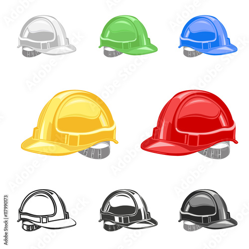 hard hat, safety helmet set, building, under conctruction vector