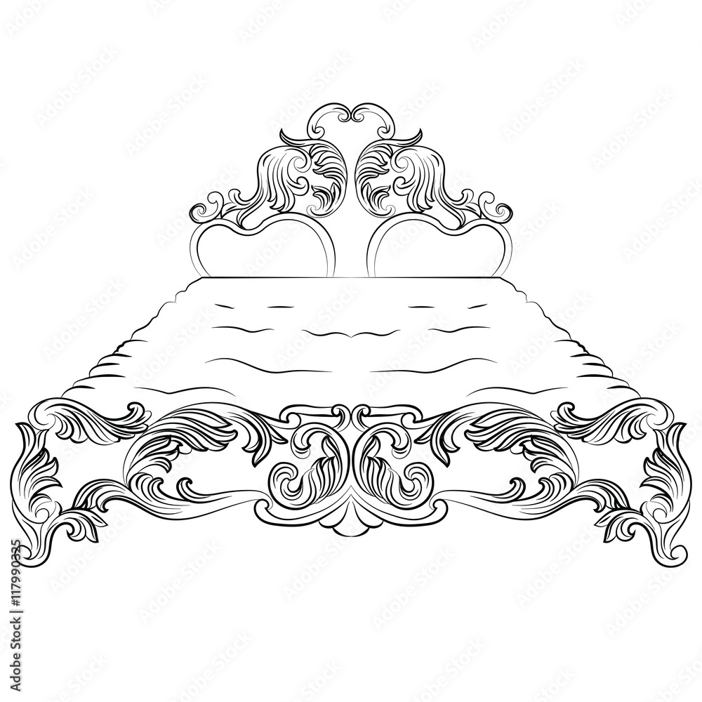 Royal Baroque Vector Classic table furniture with Ornate Luxury Acanthus  ornaments. Vector sketch furniture Stock Vector | Adobe Stock