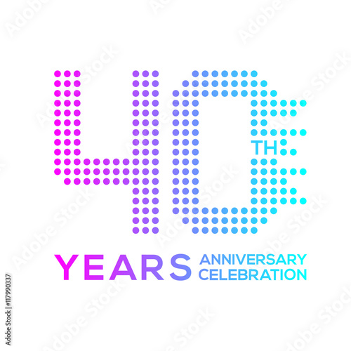 40 years anniversary with a circle,dotted,digital,technology logo