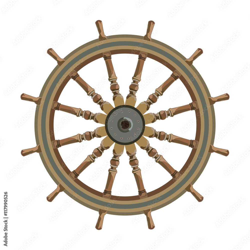 ship steering wheel isolated. vector nautical maritime theme