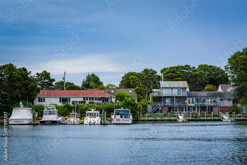 Boats and buildings in the harbor of Hyannis, Cape Cod, Massachu photo