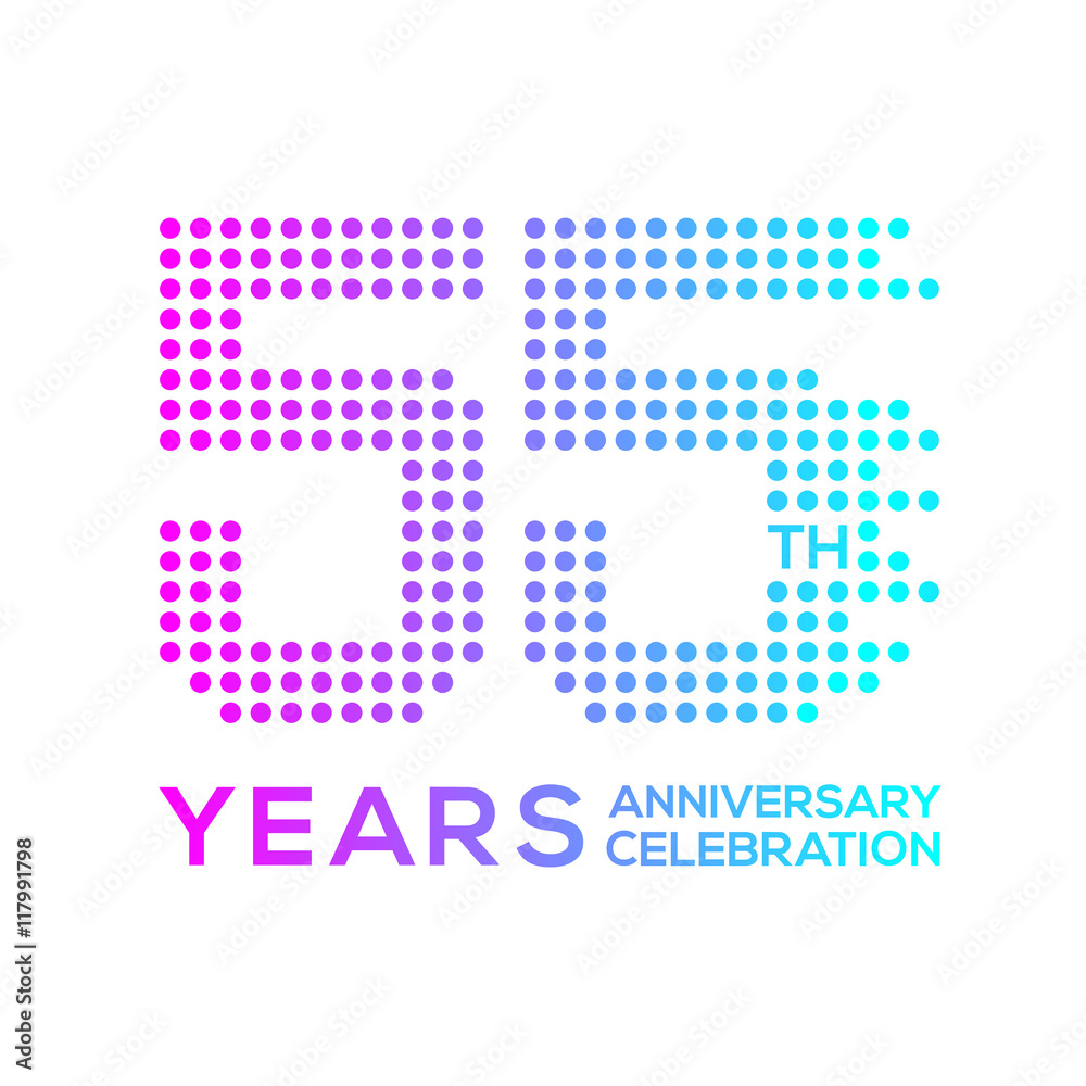 55 years anniversary with a circle,dotted,digital,technology logo 55 years anniversary with a circle,dotted,digital,technology logo
