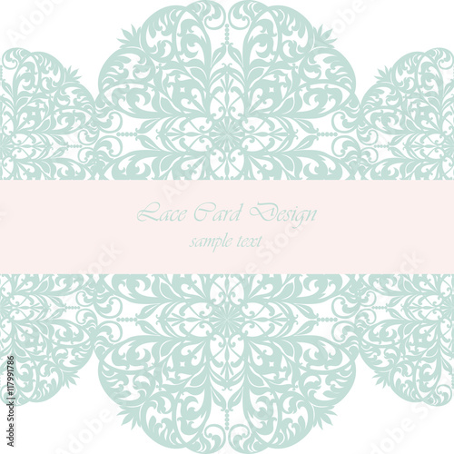Vintage Invitation Card with Luxurious Baroque ornament. Opal blue  color