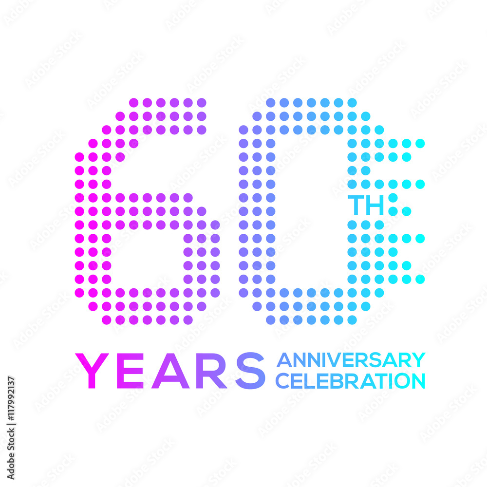 60 years anniversary with a circle,dotted,digital,technology logo 60 years anniversary with a circle,dotted,digital,technology logo