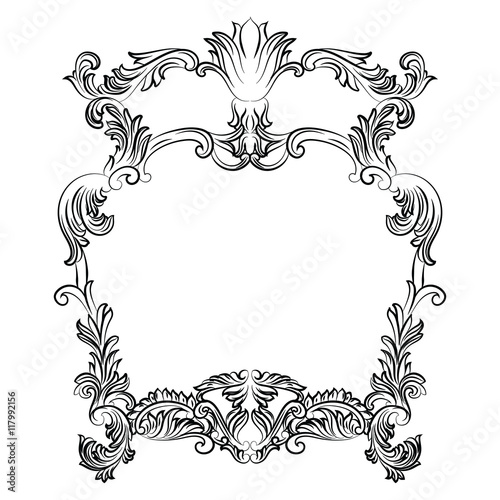 Vintage Imperial Baroque Rococo frame. Vector French Luxury rich carved ornamented decor. Victorian wealthy Style structure