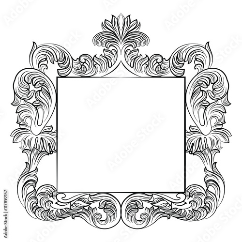 Vintage Imperial Baroque Rococo frame. Vector French Luxury rich carved ornamented decor. Victorian wealthy Style structure