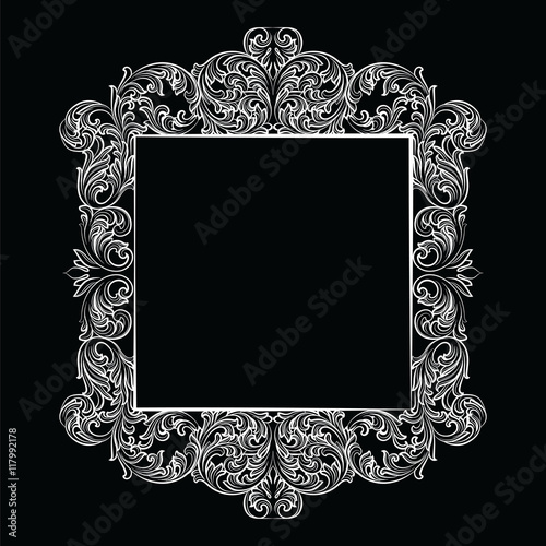Vintage Imperial Baroque Rococo frame. Vector French Luxury rich carved ornamented Wall Frame. Victorian wealthy Style structure