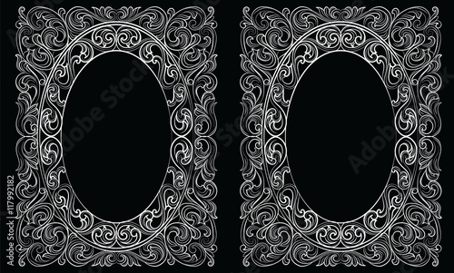 Vintage Imperial Baroque Rococo frame. Vector French Luxury rich carved ornamented Wall Frame. Victorian wealthy Style structure