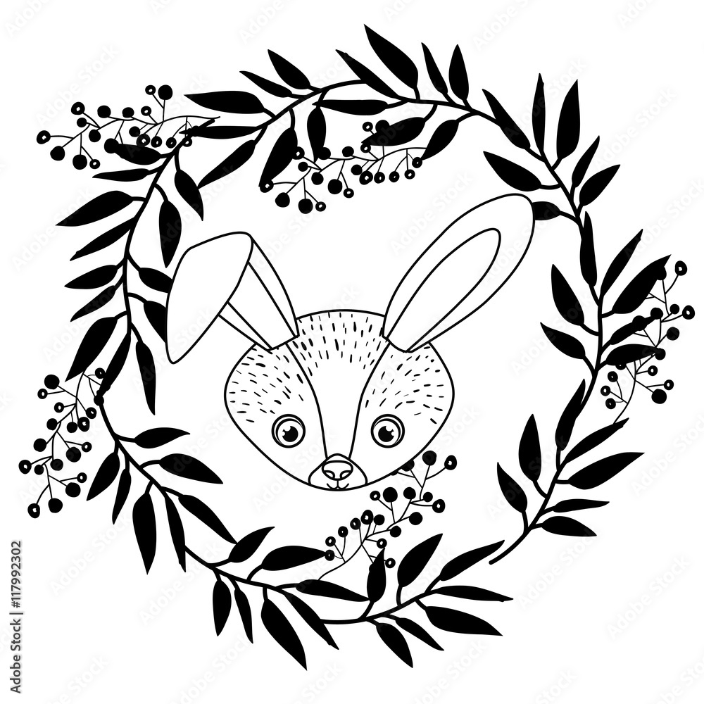 Fototapeta premium animal drawing within wreath icon vector illustration graphic