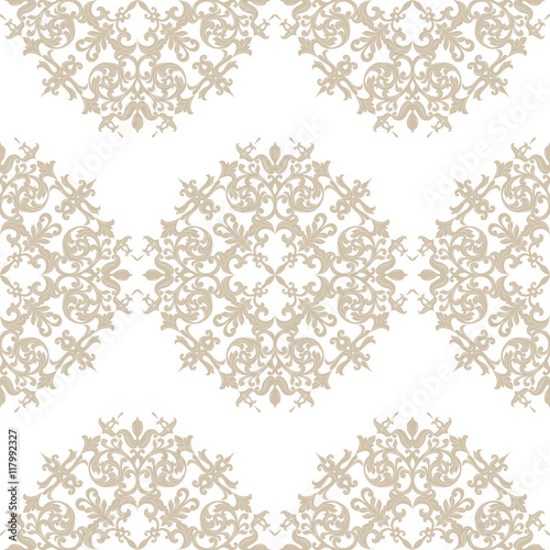 Vector Baroque Vintage floral Damask pattern. Luxury Classic ornament, Royal Victorian texture for wallpapers, textile, fabric. Taupe color