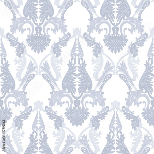 Vintage Rococo ornament pattern. Vector damask decor. Royal Victorian texture for wallpapers  textile  fabric. Blue serenity color