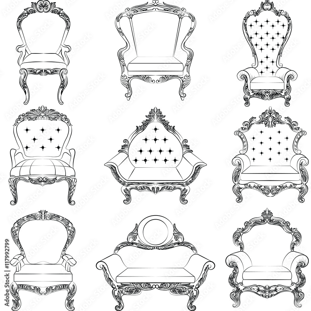 Classic Baroque Table Lamp Furniture Set Stock Vector (Royalty Free)  411094969 | Shutterstock