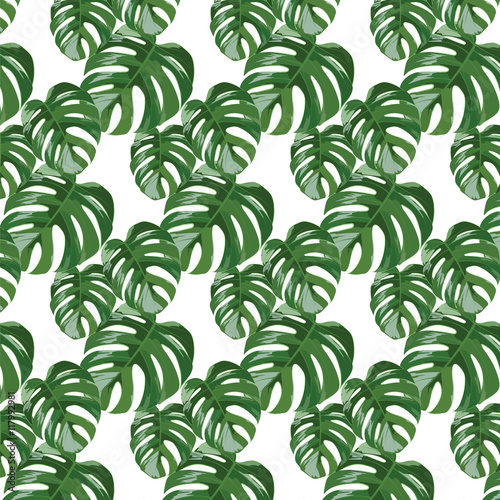 Palm tree leaves pattern Vector. Exotic background