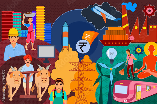 Collage displaying progress and development of India