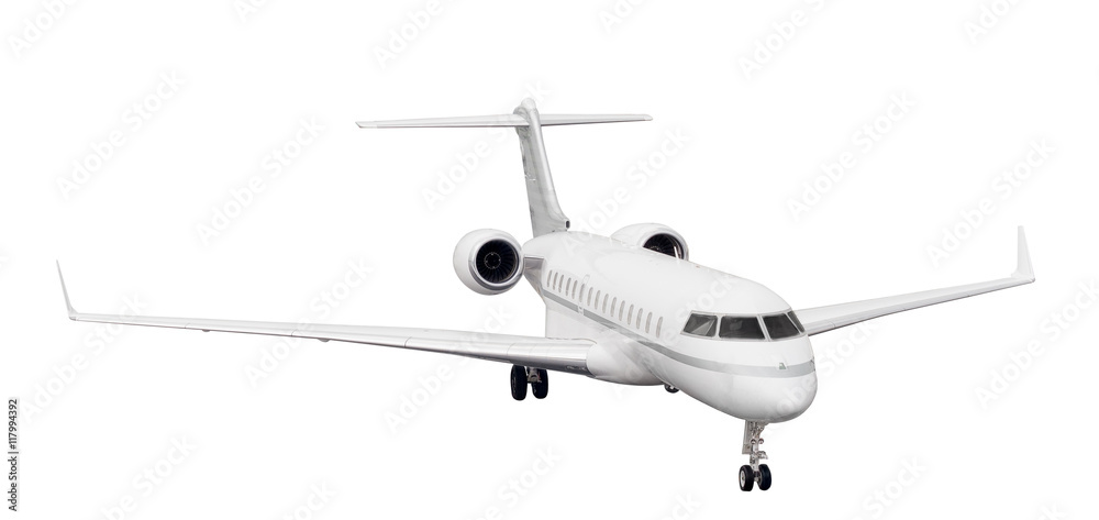 airplane with wheels. Plane isolated on white background. passenger airplane in flight. nobody airplane with wheels. Plane isolated on white background. passenger airplane in flight. nobody