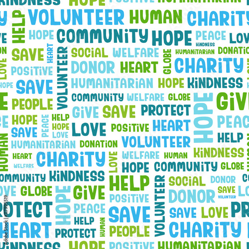 Charity word cloud concept. Vector illustration