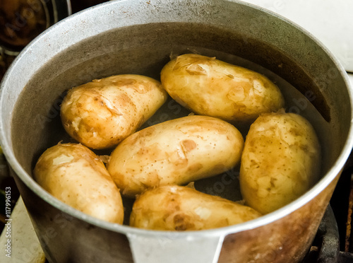 the potatoes in a saucepan