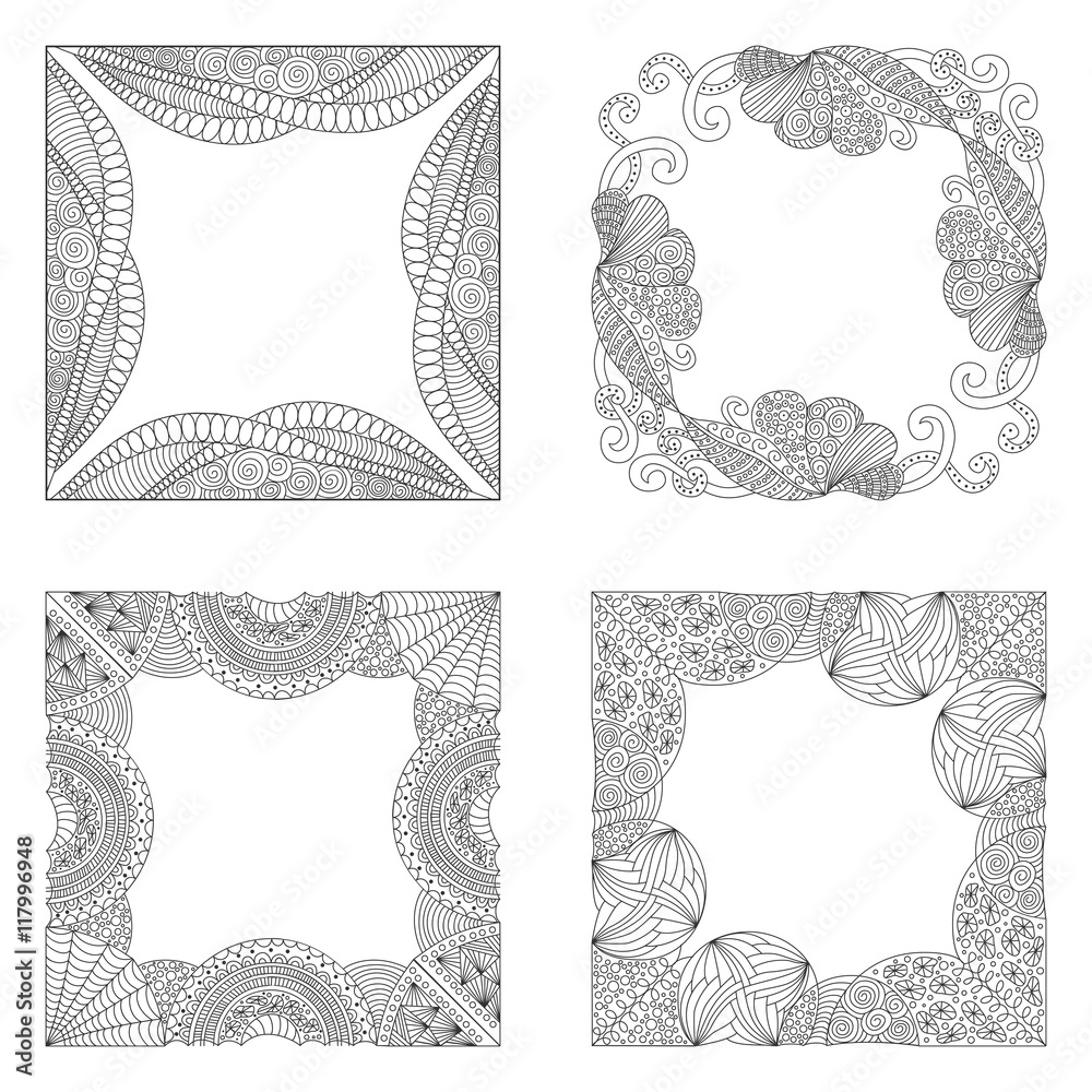 Obraz premium Hand drawn frame collection with ornament for announcement, quote. Decorative element. Vector illustration