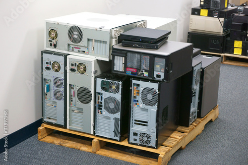 stacking obsolete computers and workstations