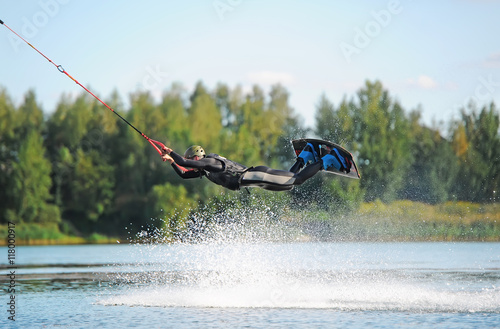 Obraz na płótnie Man does wakeboarding sport. w salonie