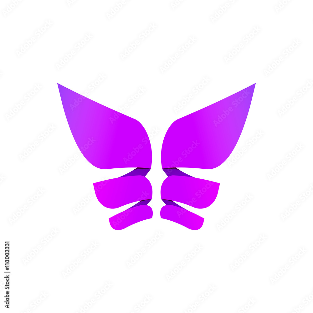 Butterfly colorful logo template, abstract butterfly wings shape in
