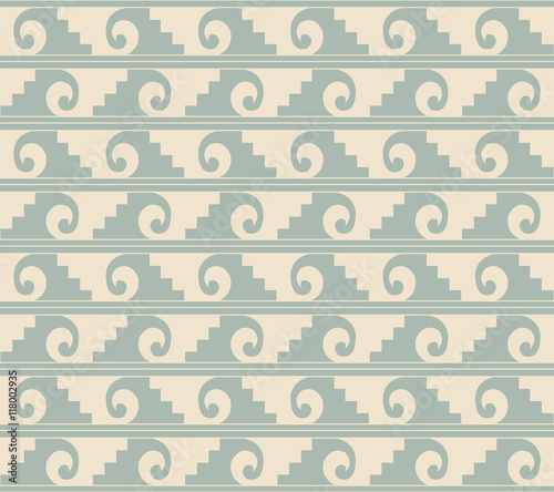 Antique seamless background 476 primitive green spiral curve ladder geometry