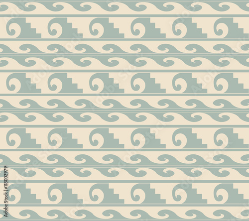 Antique seamless background 480 primitive spiral curve wave geometry
