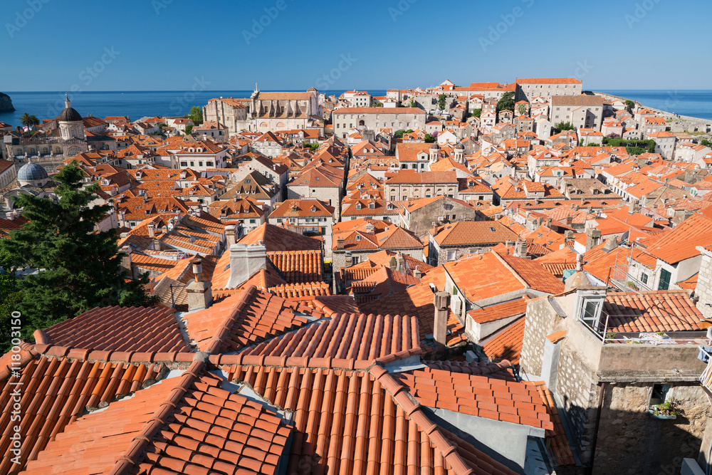 Red tiled roofs of the old town in Dubrovnik