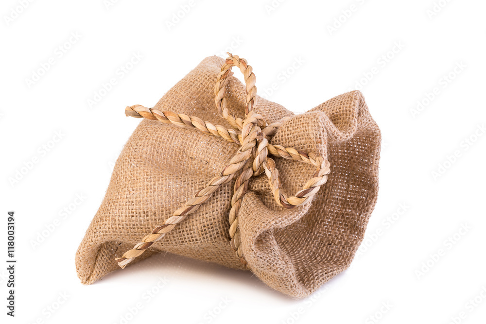 Open small sack isolated on white background Open small sack isolated on white background
