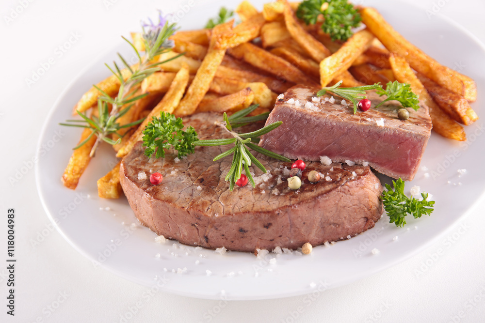 grilled beef and french fries grilled beef and french fries