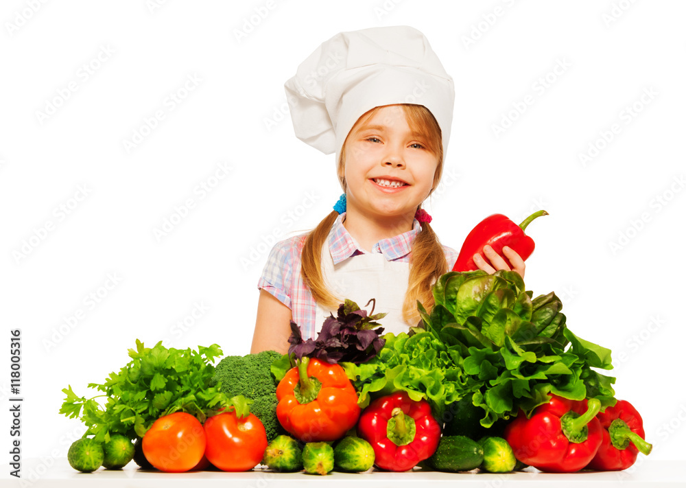 Smiling little girl preparing healthy food Smiling little girl preparing healthy food