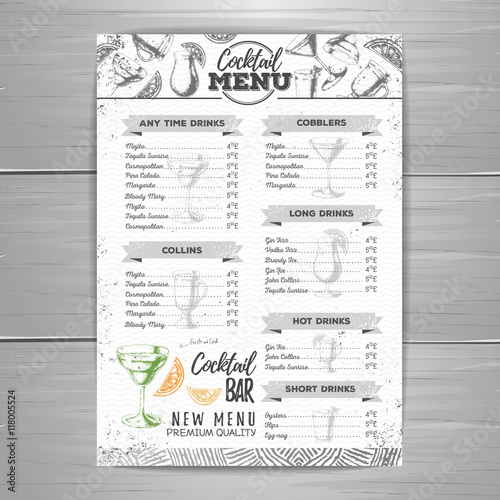 Vintage cocktail menu design.