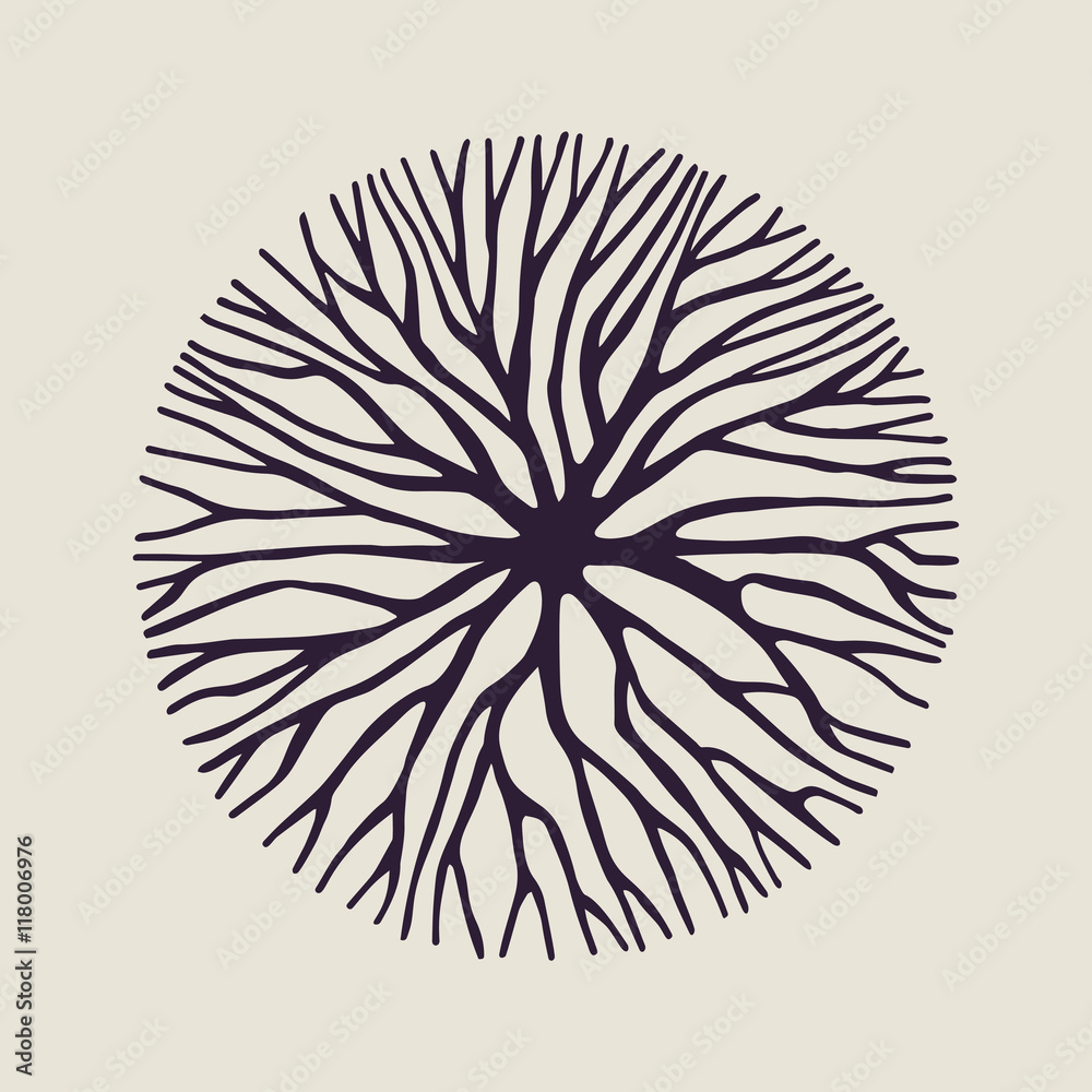 Naklejka premium Koncepcja ilustracja kształt koła gałąź drzewa